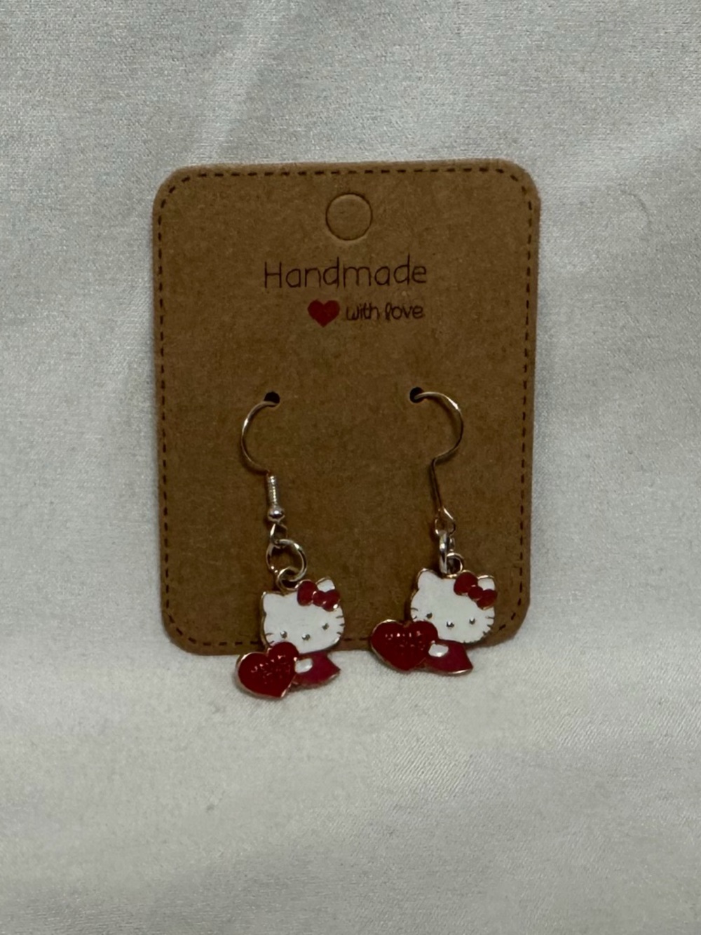Handmade Hello Kitty Heart Earring
